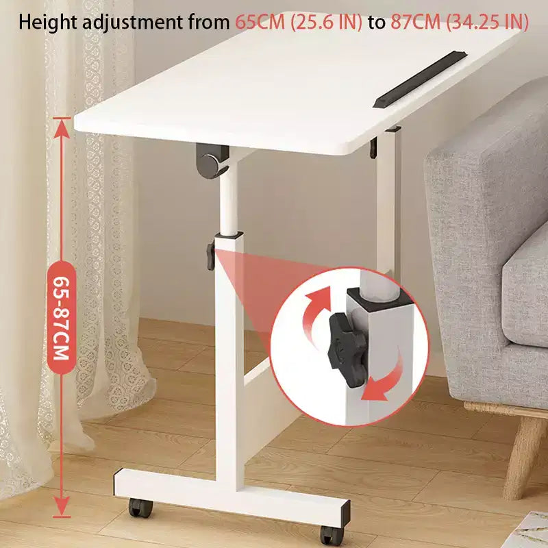 Escritorio de altura ajustable con ruedas, soporte portátil plegable con ruedas para laptop, estaciones de trabajo de computadora portátiles para espacios pequeños y oficinas en casa