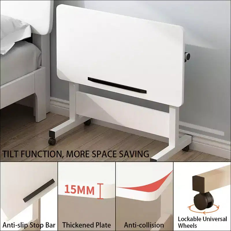Escritorio de altura ajustable con ruedas, soporte portátil plegable con ruedas para laptop, estaciones de trabajo de computadora portátiles para espacios pequeños y oficinas en casa