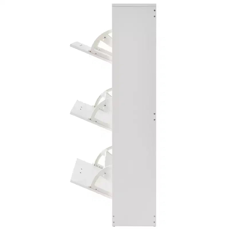 Zapatero de 3 cajones abatibles con ganchos laterales - Blanco, de pie, capacidad para 15 pares
