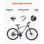 Bicicleta de montaña de 29 pulgadas con suspensión delantera, cuadro de aluminio de 21 velocidades con frenos de disco dobles