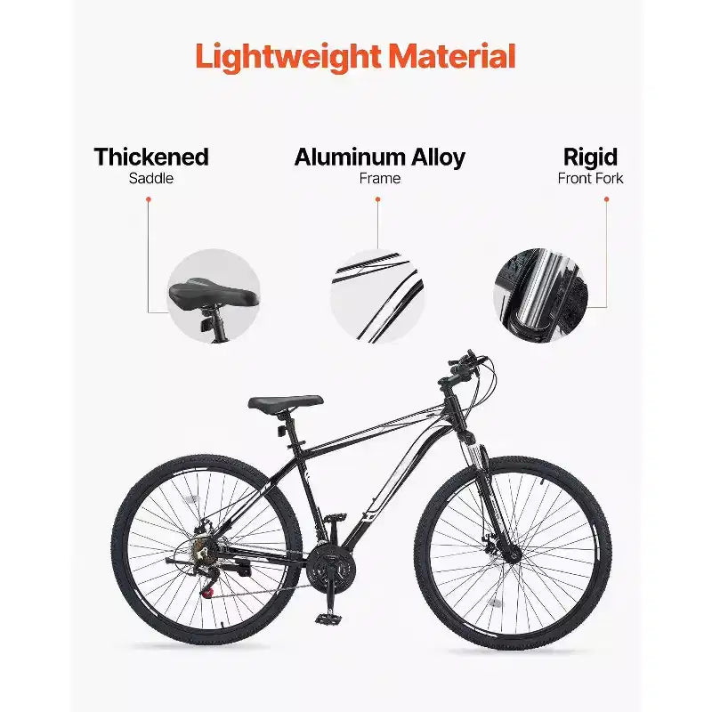 Bicicleta de montaña de 29 pulgadas con suspensión delantera, cuadro de aluminio de 21 velocidades con frenos de disco dobles