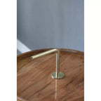 Mesa auxiliar de madera de acacia con patas de acero de trípode, marrón y dorado, 16x23.5