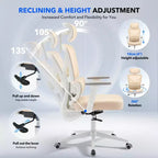 Silla de oficina ergonómica de respaldo alto Silla gamer de malla transpirable con soporte lumbar ajustable y reposabrazos 3D