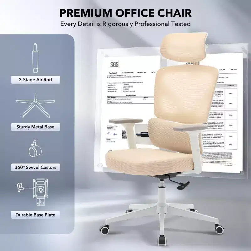 Silla de oficina ergonómica de respaldo alto Silla gamer de malla transpirable con soporte lumbar ajustable y reposabrazos 3D