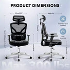 Silla de oficina ergonómica de respaldo alto Silla gamer de malla transpirable con soporte lumbar ajustable y reposabrazos 3D