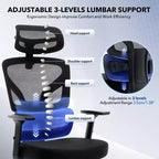 Silla de oficina ergonómica de respaldo alto Silla gamer de malla transpirable con soporte lumbar ajustable y reposabrazos 3D