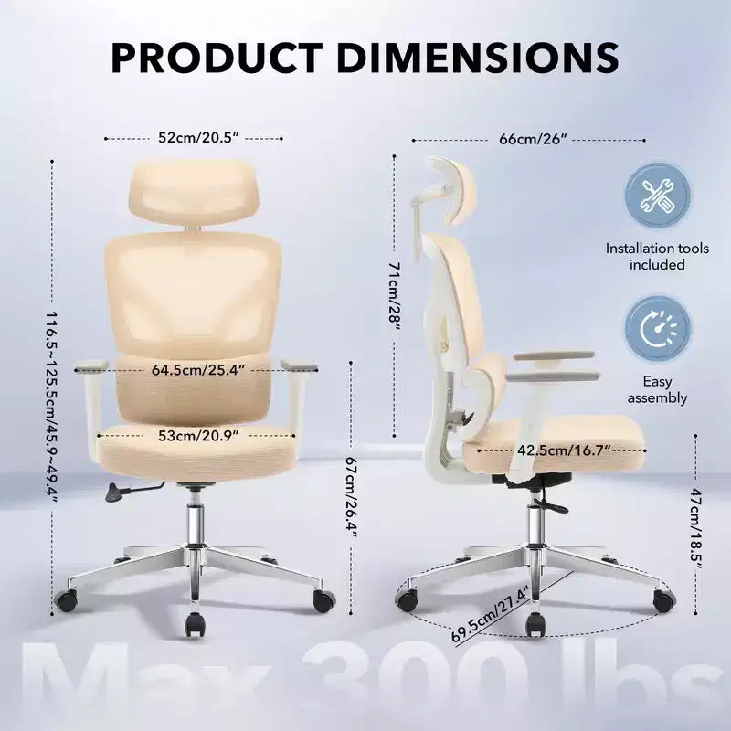 Silla de oficina ergonómica de respaldo alto Silla gamer de malla transpirable con soporte lumbar ajustable y reposabrazos 3D