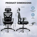 Silla de oficina ergonómica de respaldo alto Silla gamer de malla transpirable con soporte lumbar ajustable y reposabrazos 3D