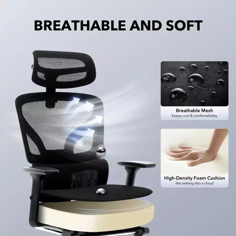 Silla de oficina ergonómica de respaldo alto Silla gamer de malla transpirable con soporte lumbar ajustable y reposabrazos 3D