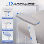 Silla de oficina ergonómica de respaldo alto Silla gamer de malla transpirable con soporte lumbar ajustable y reposabrazos 3D