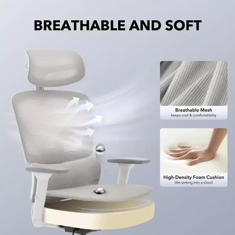 Silla de oficina ergonómica de respaldo alto Silla gamer de malla transpirable con soporte lumbar ajustable y reposabrazos 3D