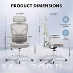 Silla de oficina ergonómica de respaldo alto Silla gamer de malla transpirable con soporte lumbar ajustable y reposabrazos 3D
