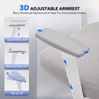Silla de oficina ergonómica de respaldo alto Silla gamer de malla transpirable con soporte lumbar ajustable y reposabrazos 3D