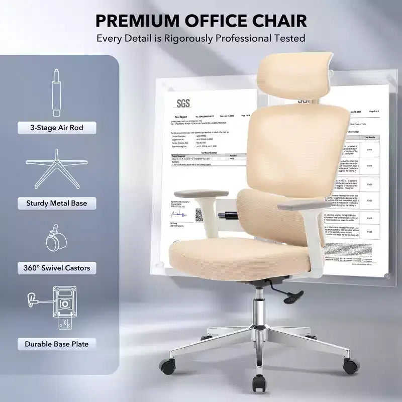 Silla de oficina ergonómica de respaldo alto Silla gamer de malla transpirable con soporte lumbar ajustable y reposabrazos 3D