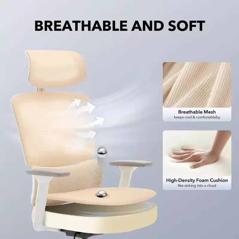 Silla de oficina ergonómica de respaldo alto Silla gamer de malla transpirable con soporte lumbar ajustable y reposabrazos 3D
