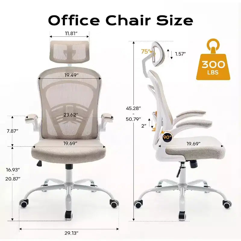 Silla de oficina ergonómica, silla de escritorio para ordenador cómoda con reposabrazos abatibles, sillas de juego cómodas con soporte lumbar para dormitorio, estudio, estudiantes, asiento ancho