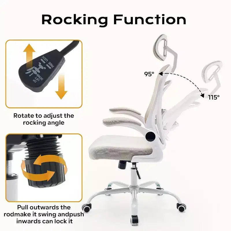 Silla de oficina ergonómica, silla de escritorio para ordenador cómoda con reposabrazos abatibles, sillas de juego cómodas con soporte lumbar para dormitorio, estudio, estudiantes, asiento ancho