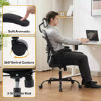 Silla de oficina ergonómica, silla de escritorio para ordenador cómoda con reposabrazos abatibles, sillas de juego cómodas con soporte lumbar para dormitorio, estudio, estudiantes, asiento ancho