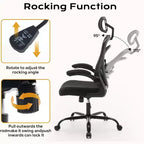 Silla de oficina ergonómica, silla de escritorio para ordenador cómoda con reposabrazos abatibles, sillas de juego cómodas con soporte lumbar para dormitorio, estudio, estudiantes, asiento ancho