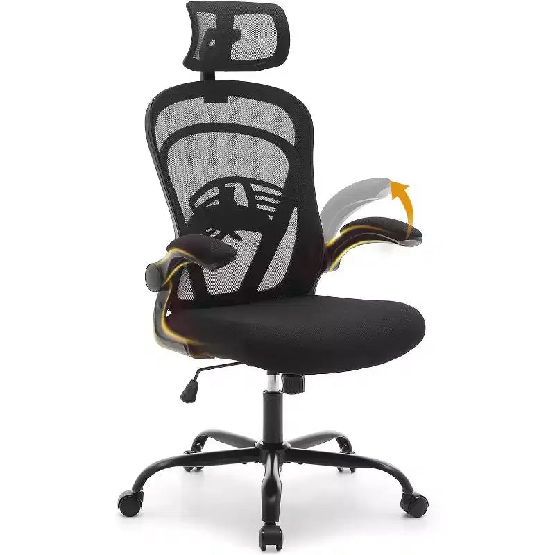 Silla de oficina ergonómica, silla de escritorio para ordenador cómoda con reposabrazos abatibles, sillas de juego cómodas con soporte lumbar para dormitorio, estudio, estudiantes, asiento ancho