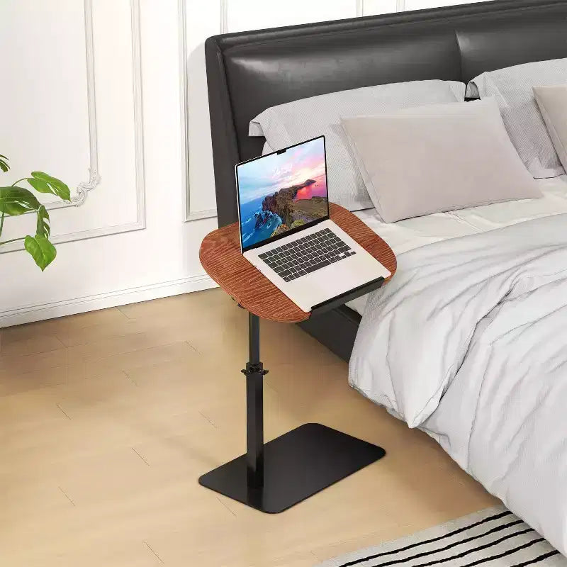 Mesa Auxiliar Bandeja para Sofá, Mesa Auxiliar de Altura Ajustable Minimalista para Espacios Pequeños, Mesa Auxiliar para Cama o Sofá con Ranura para Teléfono y Tablet