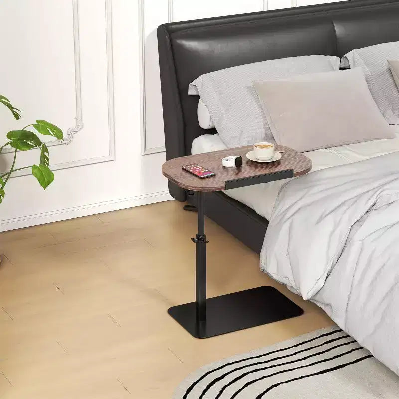 Mesa Auxiliar Bandeja para Sofá, Mesa Auxiliar de Altura Ajustable Minimalista para Espacios Pequeños, Mesa Auxiliar para Cama o Sofá con Ranura para Teléfono y Tablet