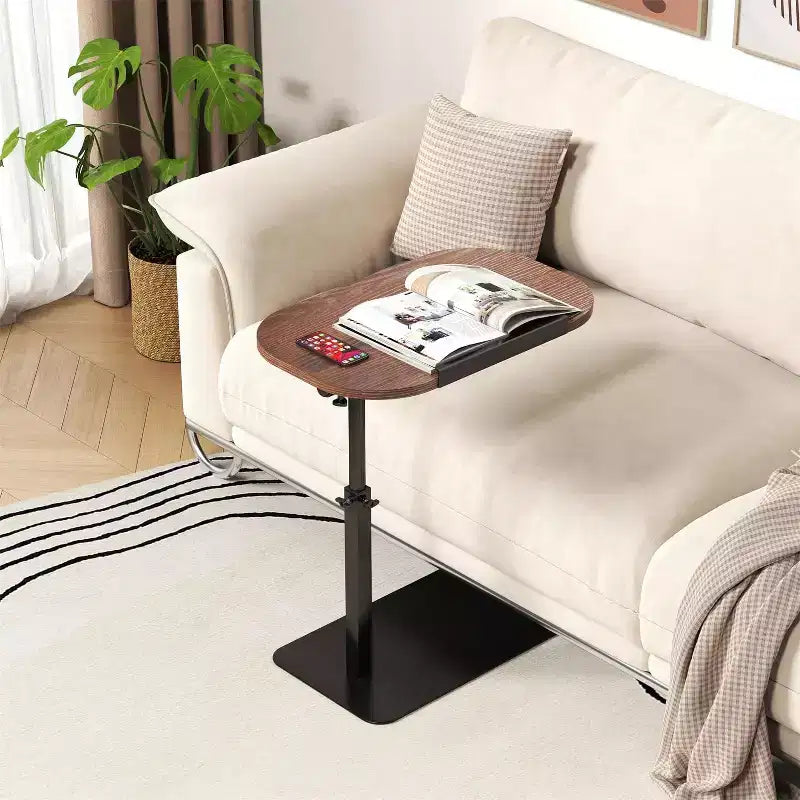 Mesa Auxiliar Bandeja para Sofá, Mesa Auxiliar de Altura Ajustable Minimalista para Espacios Pequeños, Mesa Auxiliar para Cama o Sofá con Ranura para Teléfono y Tablet