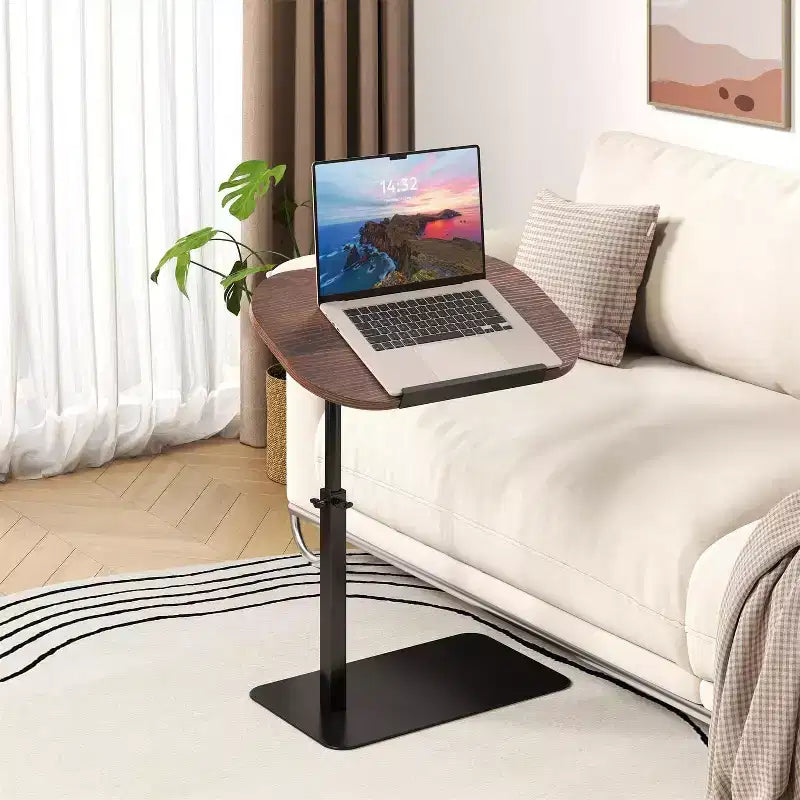 Mesa Auxiliar Bandeja para Sofá, Mesa Auxiliar de Altura Ajustable Minimalista para Espacios Pequeños, Mesa Auxiliar para Cama o Sofá con Ranura para Teléfono y Tablet