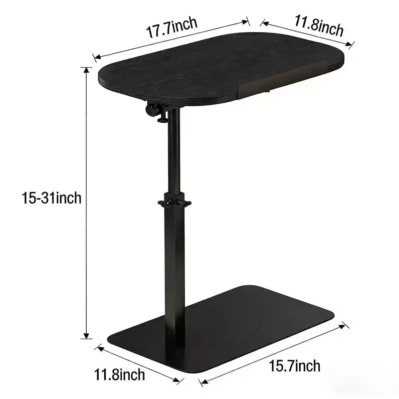 Mesa Auxiliar Bandeja para Sofá, Mesa Auxiliar de Altura Ajustable Minimalista para Espacios Pequeños, Mesa Auxiliar para Cama o Sofá con Ranura para Teléfono y Tablet