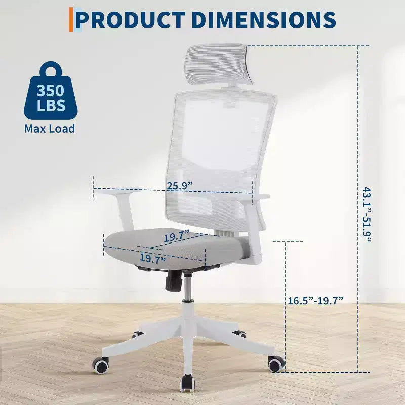 Silla de oficina ergonómica, silla de escritorio para computadora cómoda con reposacabezas acolchado ajustable, sillas de juego cómodas con soporte lumbar para dormitorio, estudio, estudiante
