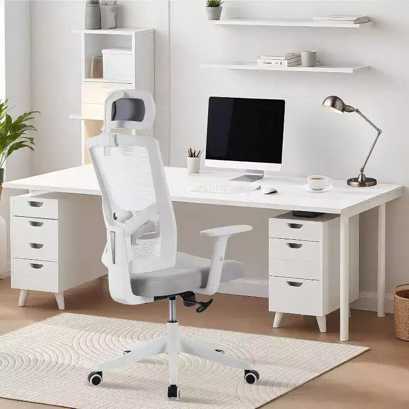 Silla de oficina ergonómica, silla de escritorio para computadora cómoda con reposacabezas acolchado ajustable, sillas de juego cómodas con soporte lumbar para dormitorio, estudio, estudiante