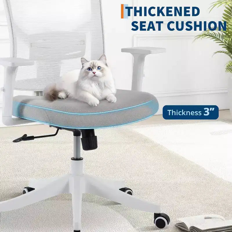 Silla de oficina ergonómica, silla de escritorio para computadora cómoda con reposacabezas acolchado ajustable, sillas de juego cómodas con soporte lumbar para dormitorio, estudio, estudiante