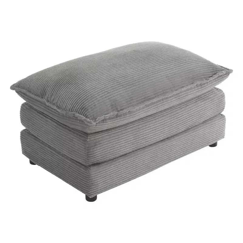 Puf de doble capa de 35.4" – Terciopelo gris oscuro, capacidad de 250 lb, reposapiés y asiento adicional