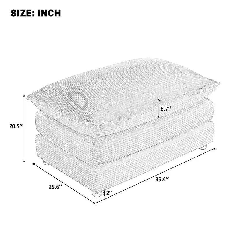 Puf de doble capa de 35.4" – Terciopelo gris oscuro, capacidad de 250 lb, reposapiés y asiento adicional