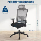 Silla de oficina ergonómica, silla de escritorio de malla ajustable con soporte lumbar, silla ejecutiva giratoria con ruedas para el hogar, la oficina y los videojuegos