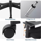 Silla de oficina ergonómica, silla de escritorio de malla ajustable con soporte lumbar, silla ejecutiva giratoria con ruedas para el hogar, la oficina y los videojuegos
