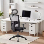 Silla de oficina ergonómica, silla de escritorio de malla ajustable con soporte lumbar, silla ejecutiva giratoria con ruedas para el hogar, la oficina y los videojuegos