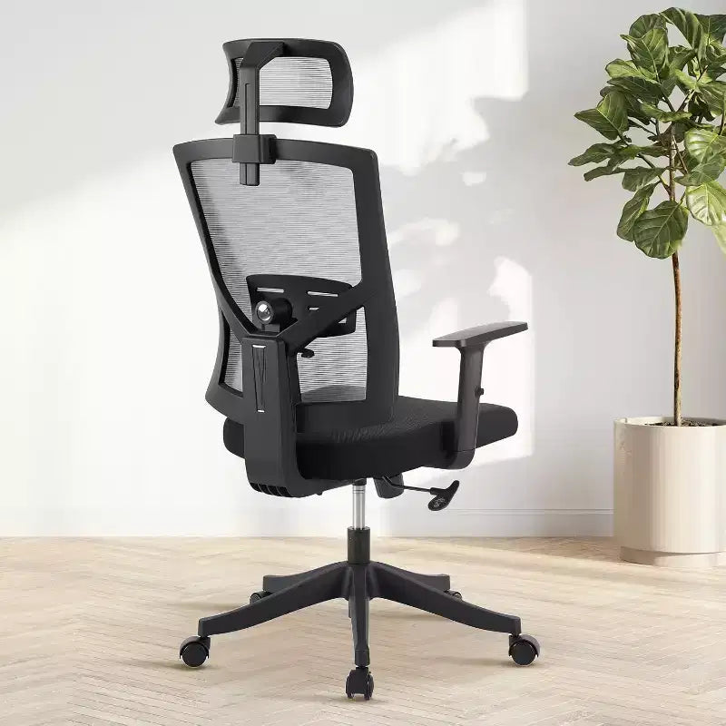 Silla de oficina ergonómica, silla de escritorio de malla ajustable con soporte lumbar, silla ejecutiva giratoria con ruedas para el hogar, la oficina y los videojuegos