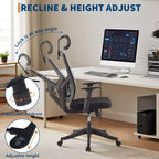 Silla de oficina ergonómica, silla de escritorio de malla ajustable con soporte lumbar, silla ejecutiva giratoria con ruedas para el hogar, la oficina y los videojuegos