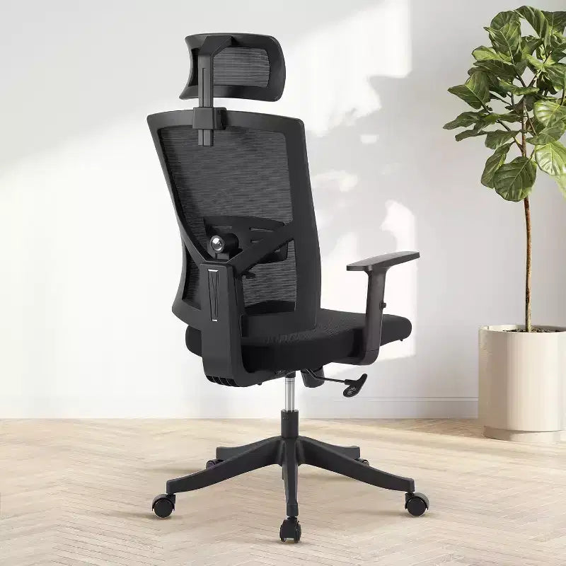 Silla de oficina ergonómica, silla de escritorio de malla ajustable con soporte lumbar, silla ejecutiva giratoria con ruedas para el hogar, la oficina y los videojuegos