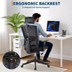 Silla de oficina ergonómica, silla de escritorio de malla ajustable con soporte lumbar, silla ejecutiva giratoria con ruedas para el hogar, la oficina y los videojuegos