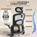Silla de oficina ergonómica, silla de escritorio de malla de respaldo alto con reposacabezas ajustable y ruedas, silla giratoria para el hogar/oficina/sala de juegos