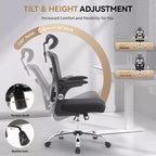 Silla de oficina ergonómica, silla de escritorio de malla de respaldo alto con reposacabezas ajustable y ruedas, silla giratoria para el hogar/oficina/sala de juegos