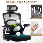 Silla de oficina ergonómica, silla de escritorio de malla de respaldo alto con reposacabezas ajustable y ruedas, silla giratoria para el hogar/oficina/sala de juegos