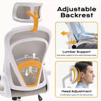 Silla de oficina ergonómica con reposabrazos abatibles y soporte lumbar, silla de juegos de asiento ancho para estudio/dormitorio/oficina en casa