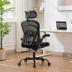 Silla de oficina ergonómica con reposabrazos abatibles y soporte lumbar, silla de juegos de asiento ancho para estudio/dormitorio/oficina en casa