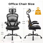Silla de oficina ergonómica con reposabrazos abatibles y soporte lumbar, silla de juegos de asiento ancho para estudio/dormitorio/oficina en casa