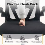 Silla de oficina ergonómica con reposabrazos abatibles y soporte lumbar, silla de juegos de asiento ancho para estudio/dormitorio/oficina en casa