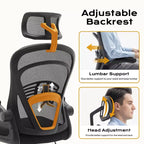 Silla de oficina ergonómica con reposabrazos abatibles y soporte lumbar, silla de juegos de asiento ancho para estudio/dormitorio/oficina en casa