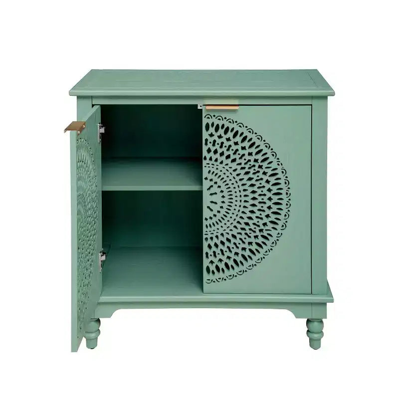 Armario de Almacenamiento con Tallado Hueco – 2 Puertas, Estante Ajustable, MDF, 86x79x36 cm